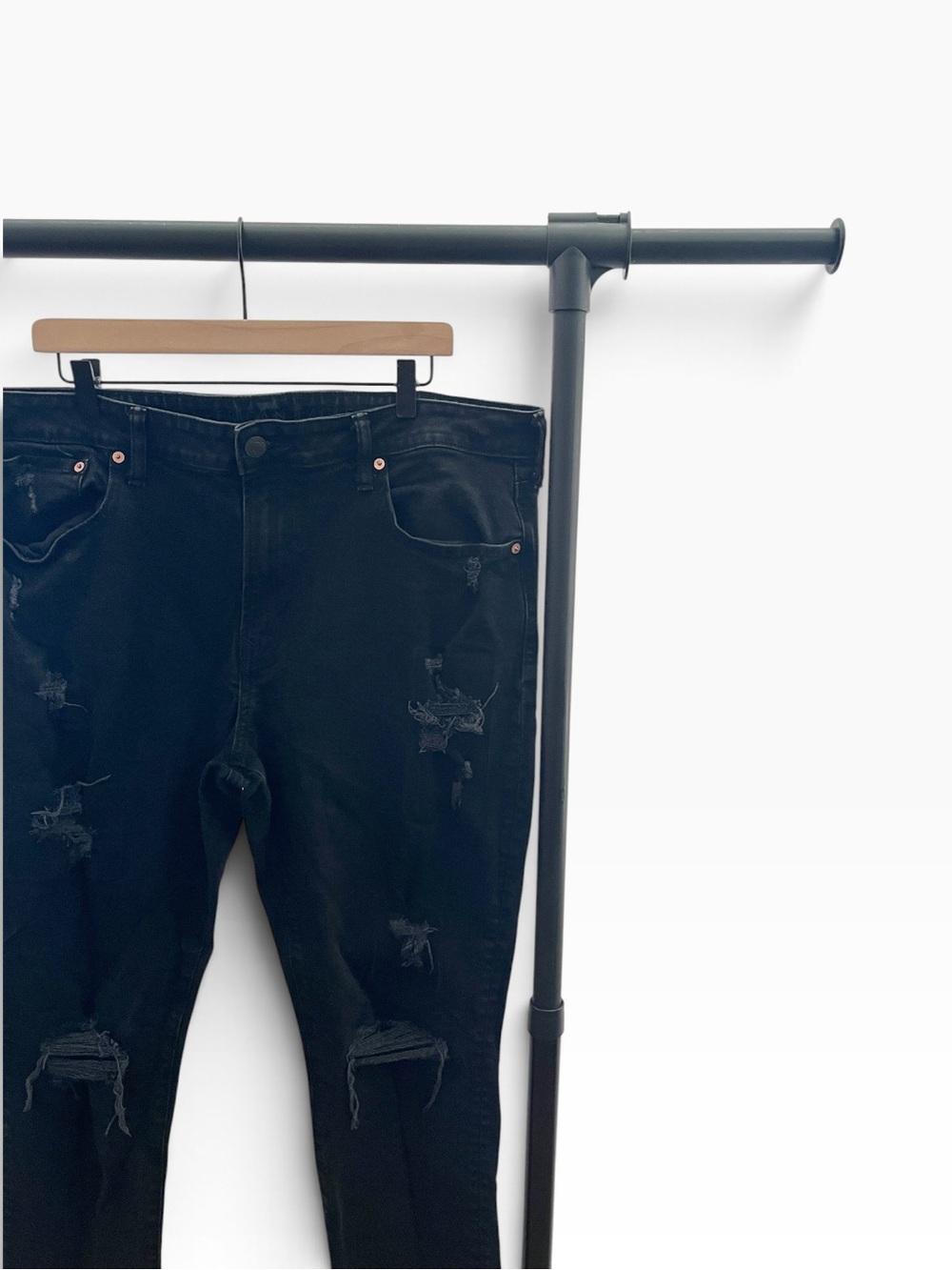 American Eagle Athletic Skinny Patched Black Jean Airflex+ Stretch Men’s 40x30